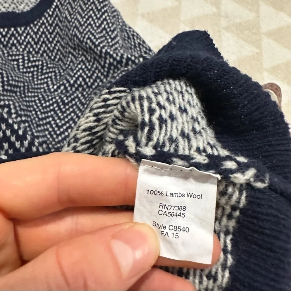 J crew mens lambswool colorblock herringbone sweater navy blue